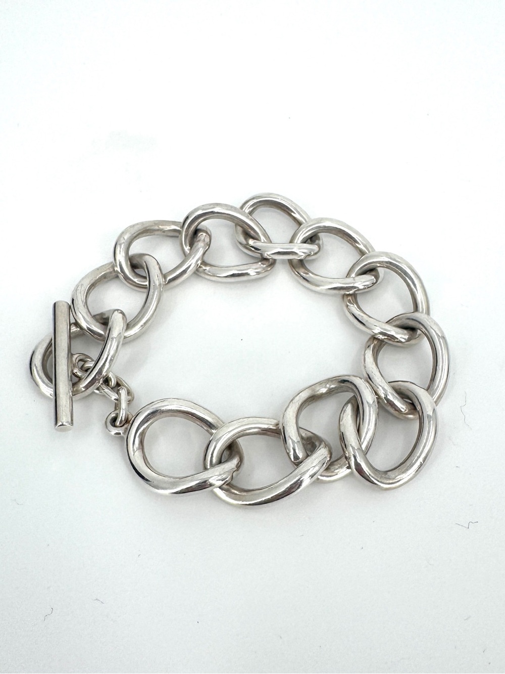 Jondell Sterling Silver Chunk Link Toggle Bracelet Vintage